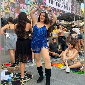 Amazing Lace Sequins Fringe Bodysuit Dress